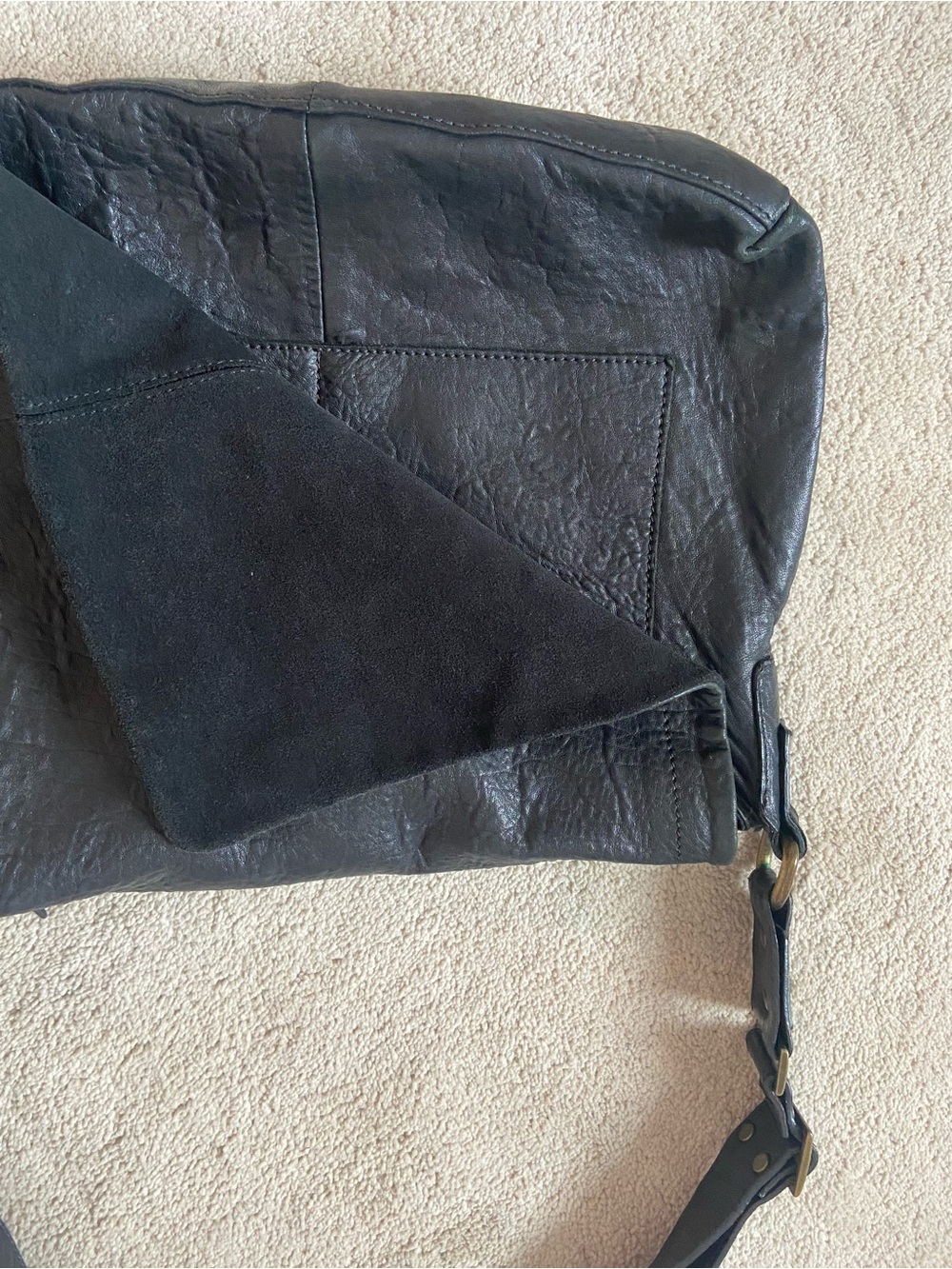 Beautiful Vintage Black Leather Large Italian Messenger Bag Gianni Notaro - Picture 9 of 14